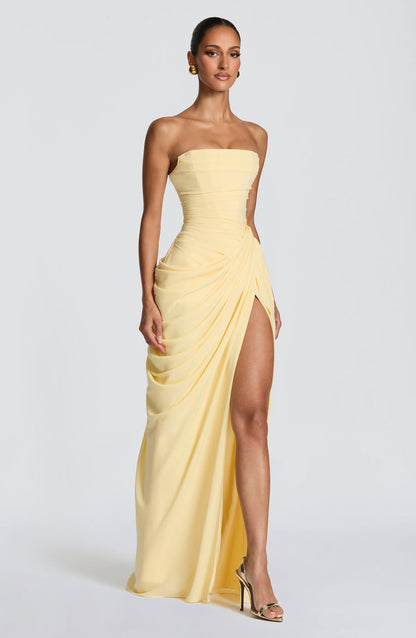 Strapless Maxi Dress with Ruched Waist for Women 3