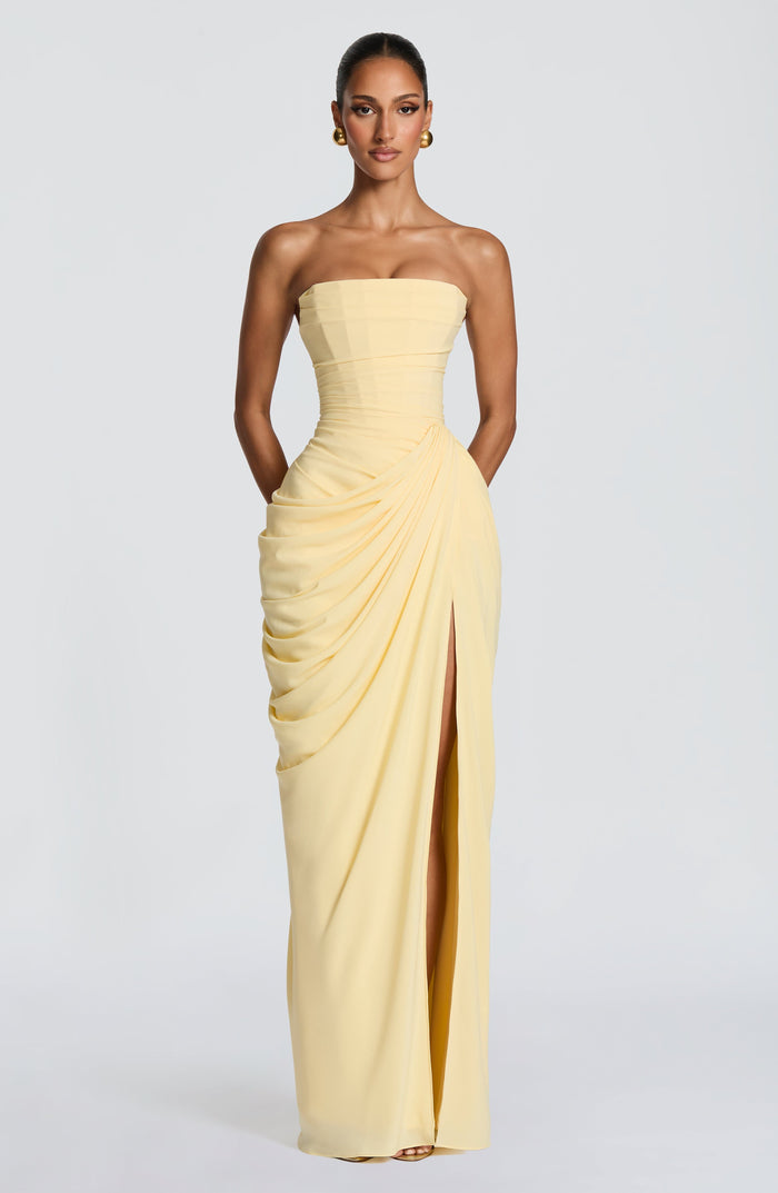 Strapless Maxi Dress with Ruched Waist for Women 5