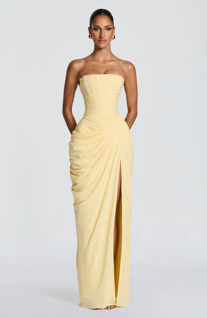 Strapless Maxi Dress with Ruched Waist for Women 5