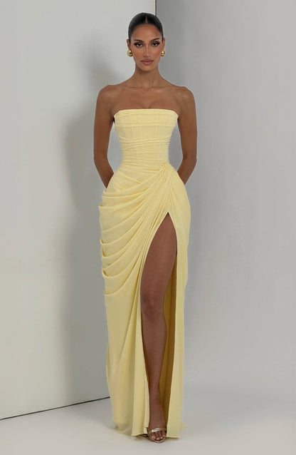 Strapless Maxi Dress with Ruched Waist for Women 7