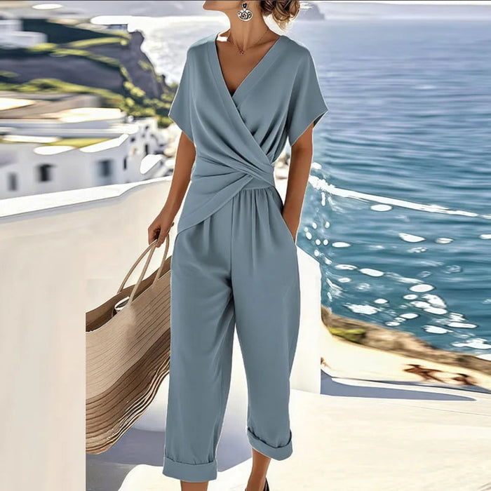 Kimberly | Women's Two Piece Co-Ord Set Wrap Top Wide Leg 1