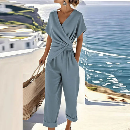 Kimberly | Women's Two Piece Co-Ord Set Wrap Top Wide Leg 1