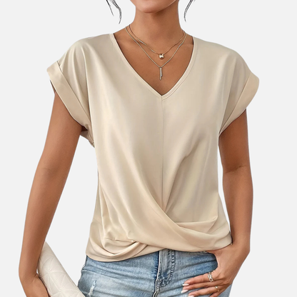 Women's V-Neck Draped T-Shirt Breathable
