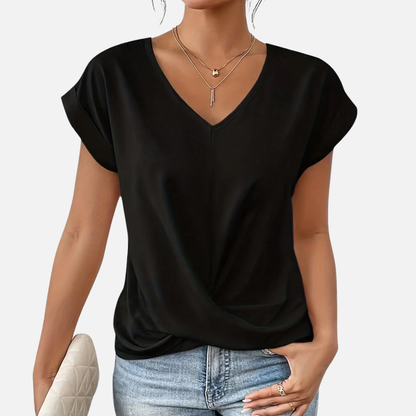 Women's V-Neck Draped T-Shirt Breathable