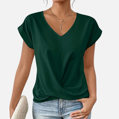 Women's V-Neck Draped T-Shirt Breathable