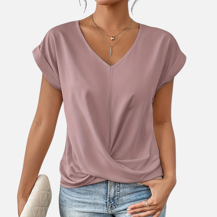 Women's V-Neck Draped T-Shirt Breathable