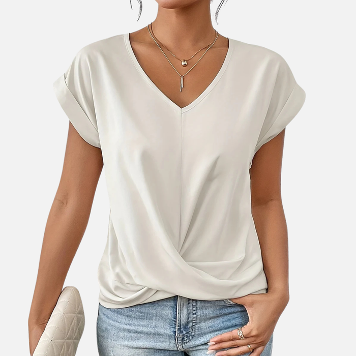 Women's V-Neck Draped T-Shirt Breathable