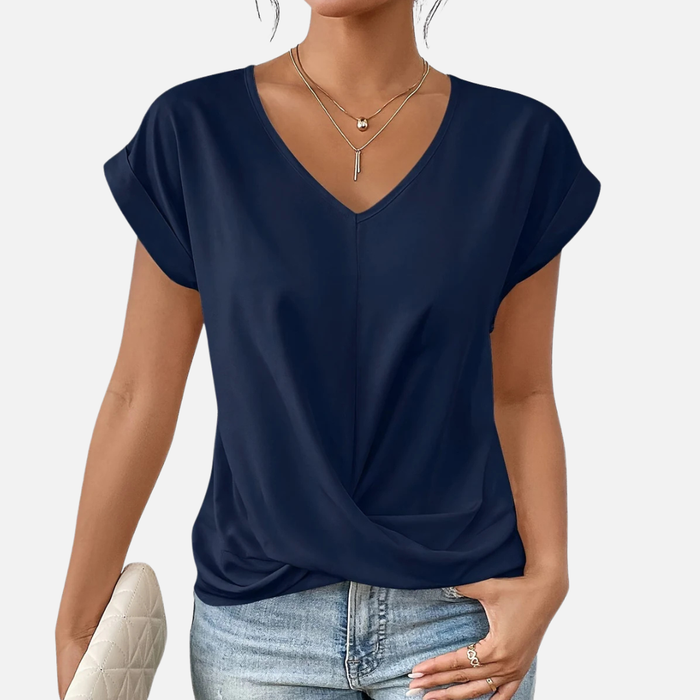 Women's V-Neck Draped T-Shirt Breathable