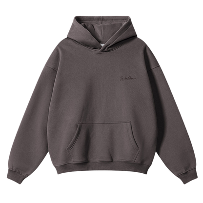 Plum hoodie with a brand logo on a white background